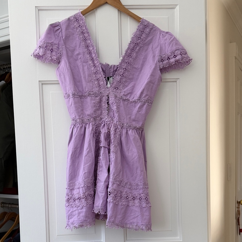 Peixoto Lilac Crochet Detail Dress